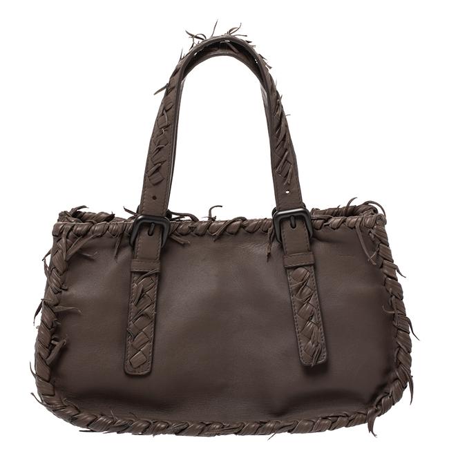 Bottega Veneta Taupe Intrecciato Leather Fringe Satchel