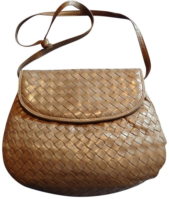 Bottega Veneta Taupe Woven Leather Shoulder Bag