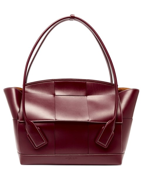 Bottega Veneta The Arco Large Intrecciato Burgundy Leather Shoulder Bag