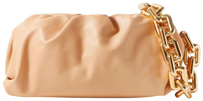 Bottega Veneta The Chain Pouch Gathered Beige Leather Clutch