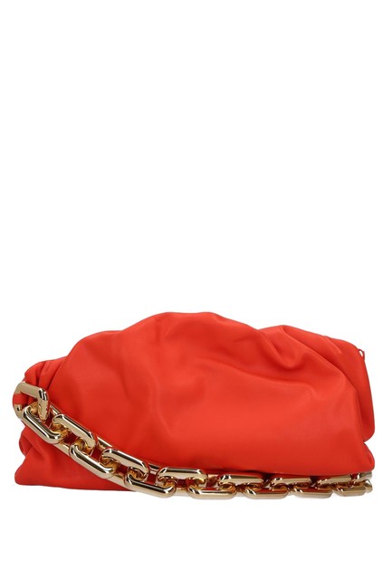 Bottega Veneta The Chain Pouch Orange Leather Shoulder Bag