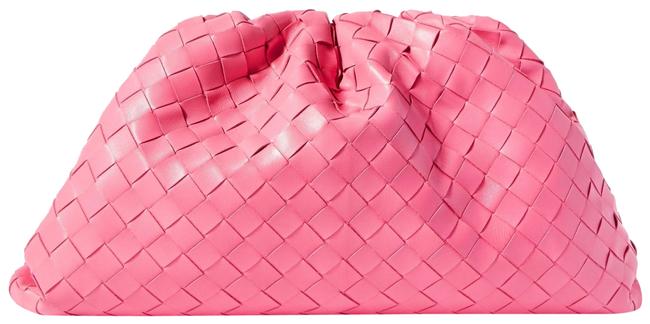 Bottega Veneta The Pouch Large Gathered Intrecciato Leather Pink Clutch