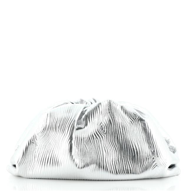 Bottega Veneta The Pouch Large Silver Leather Clutch