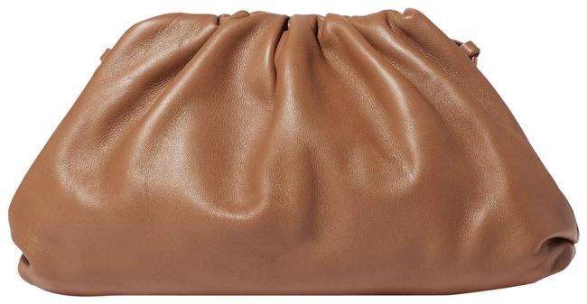 Bottega Veneta The Pouch Small Gathered Camel Leather Clutch