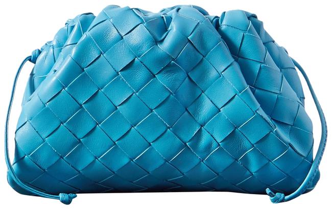 Bottega Veneta The Pouch Small Gathered Intrecciato Leather Azure Clutch