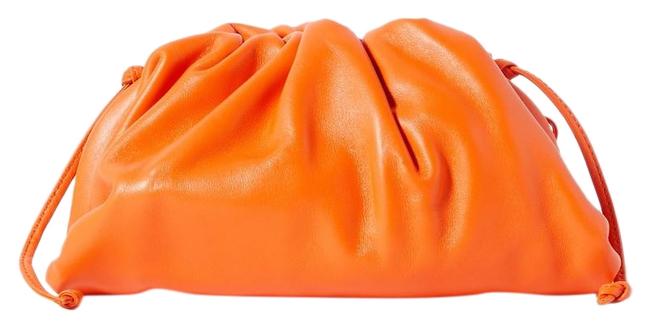 Bottega Veneta The Pouch Small Gathered Orange Leather Clutch