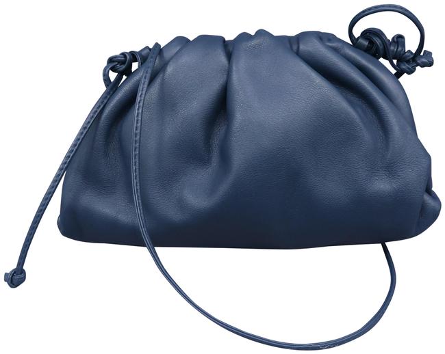 Bottega Veneta The Pouch Steelblue Calfskin Leather Clutch