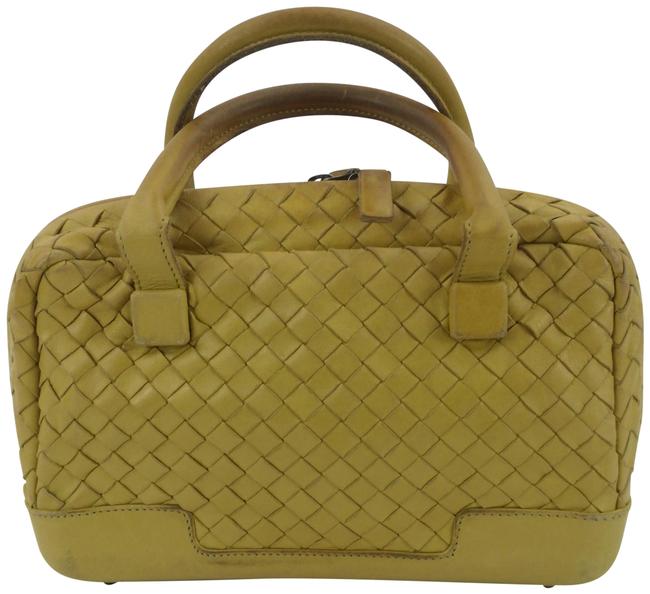 Bottega Veneta Top Handle Intrecciato Mini Yellow Leather Shoulder Bag