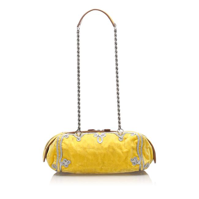 Bottega Veneta Velvet Yellow Leather Shoulder Bag