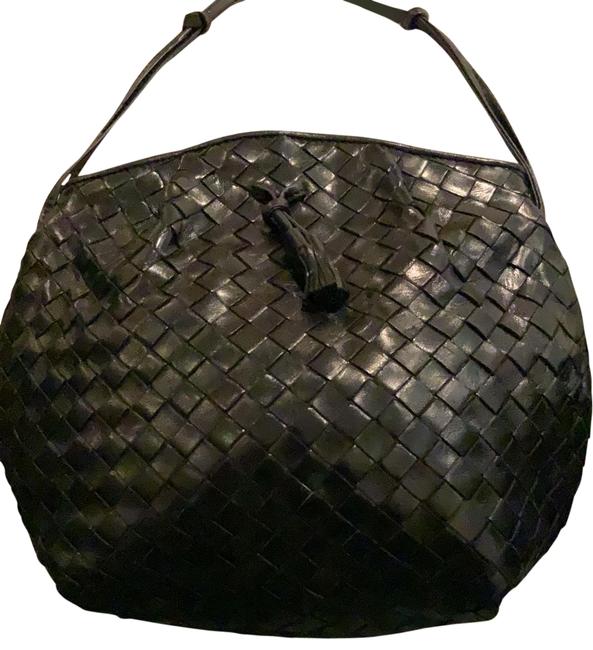 Bottega Veneta Vintage Handbag Black Woven Leather Hobo Bag