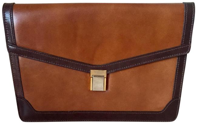 Bottega Veneta Vintage Two tone ClutchWristlet Brown Leather Clutch
