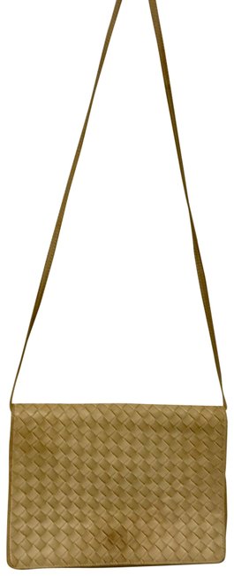 Bottega Veneta Vintage Woven Beige Leather Shoulder Bag