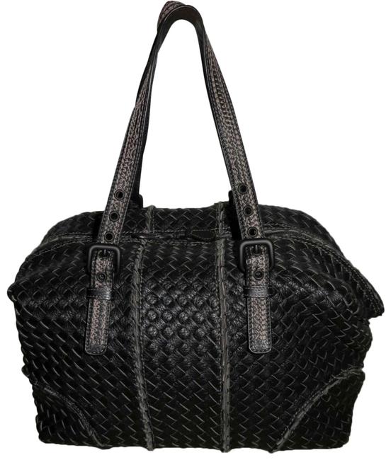 Bottega Veneta Vivo Cervo Black Deerskin Leather Satchel