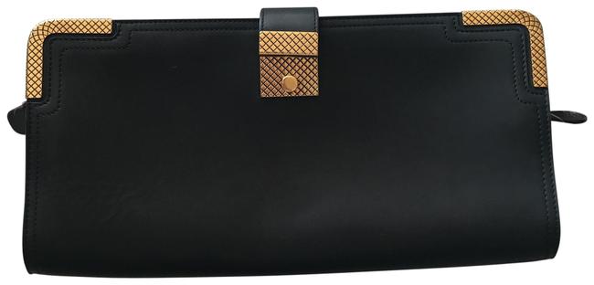 Bottega Veneta Wax Nero Black Leather Clutch