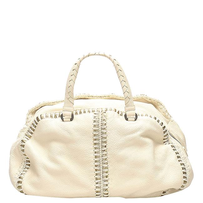 Bottega Veneta White Leather Oro Cervo Uncinetto Satchel