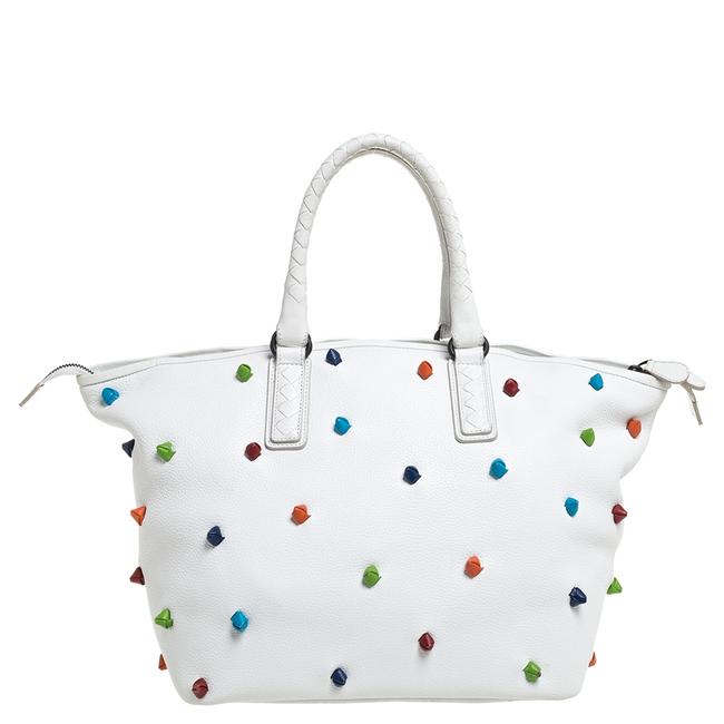 Bottega Veneta White Leather Toggle Tote