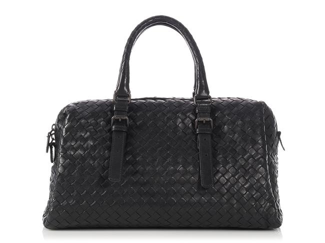 Bottega Veneta Woven Black Leather Satchel