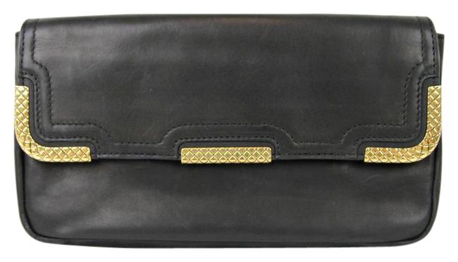 Bottega Veneta WWoven Detail 325426 Black Leather Clutch