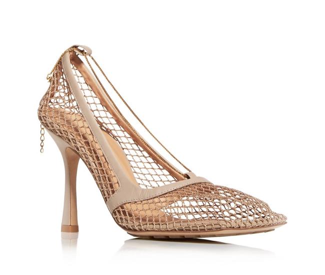 Bottega Veneta Beige Mesh Heel Pumps