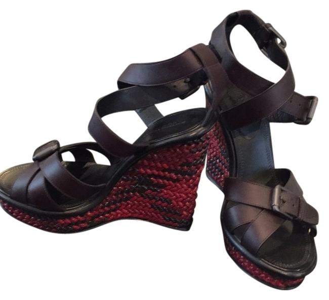 Bottega Veneta Black Brown Dark Brown Wedges