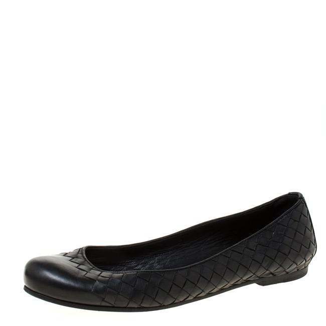 Bottega Veneta Black Intrecciato Leather Ballet38 Flats