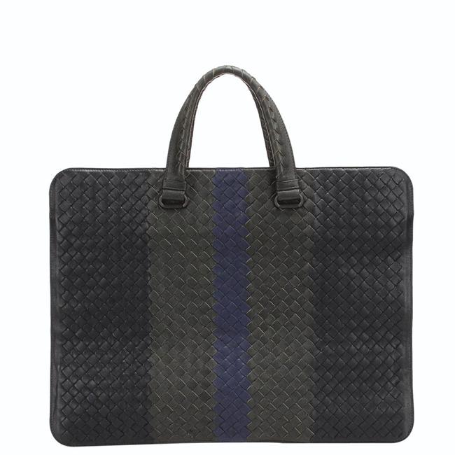 Bottega Veneta Black Intrecciato Leather Business Messenger Bag