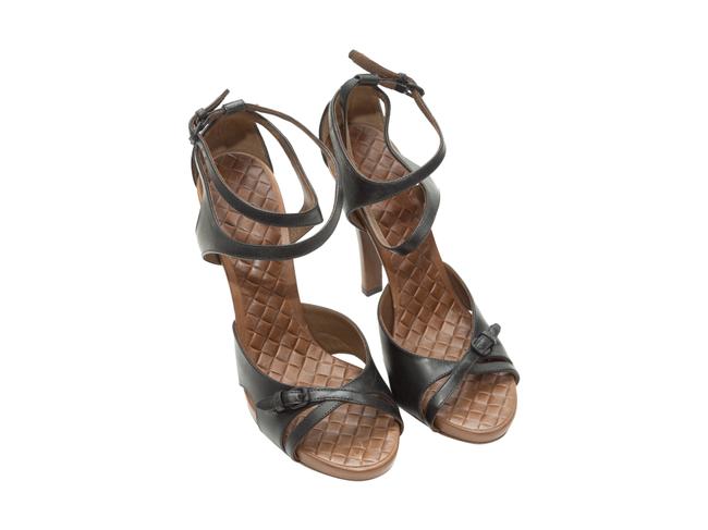 Bottega Veneta Black Leather Heeled Sandals