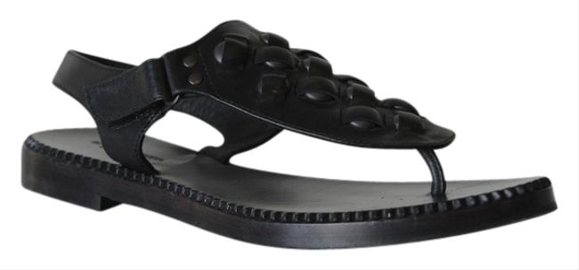 Bottega Veneta Black Thong Leather Sandals