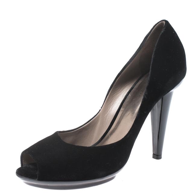 Bottega Veneta Black Velvet Peep Toe Platform40 Pumps