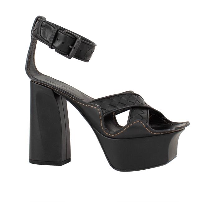 Bottega Veneta Black Weaved Leather Sandals Heels Pumps