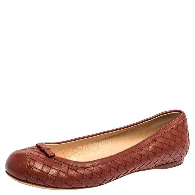 Bottega Veneta Brown Intrecciato Leather Ballet385 Flats