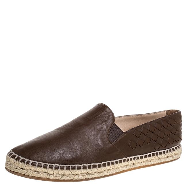 Bottega Veneta Brown Leather Intrecciato Espadrille38 Flats