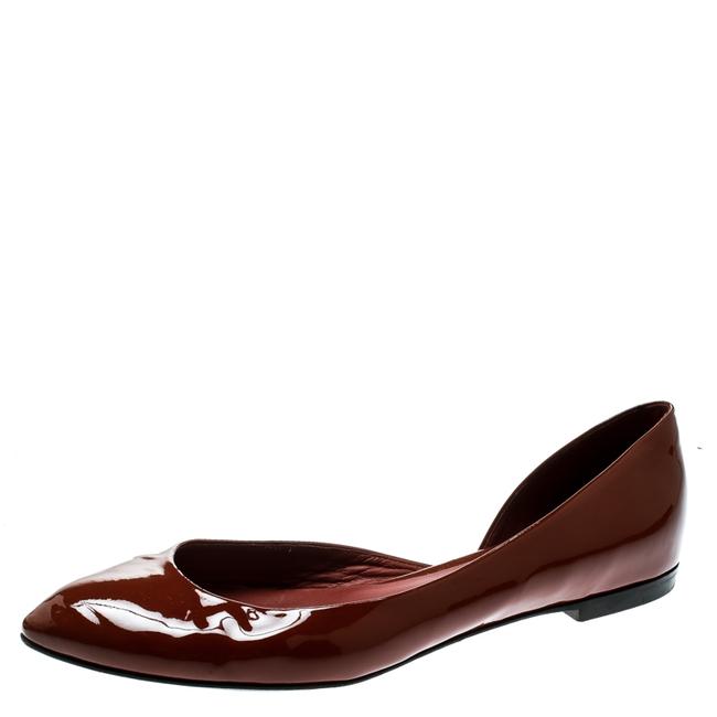 Bottega Veneta Brown Patent Leather Dorsay Ballet385 Flats