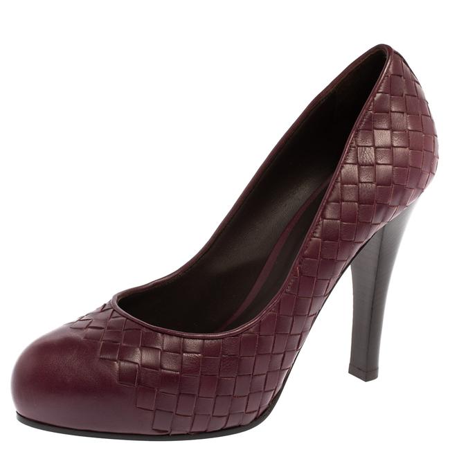 Bottega Veneta Burgundy Intrecciato Leather Platform39 Pumps