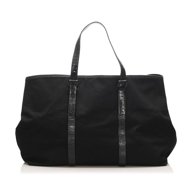 Bottega Veneta Canvas Black Leather WeekendTravel Bag