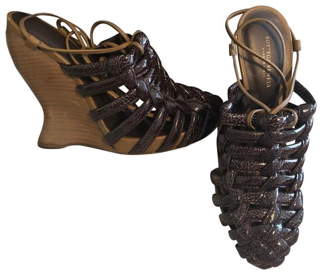 Bottega Veneta Dark Brown Strappy Wedges