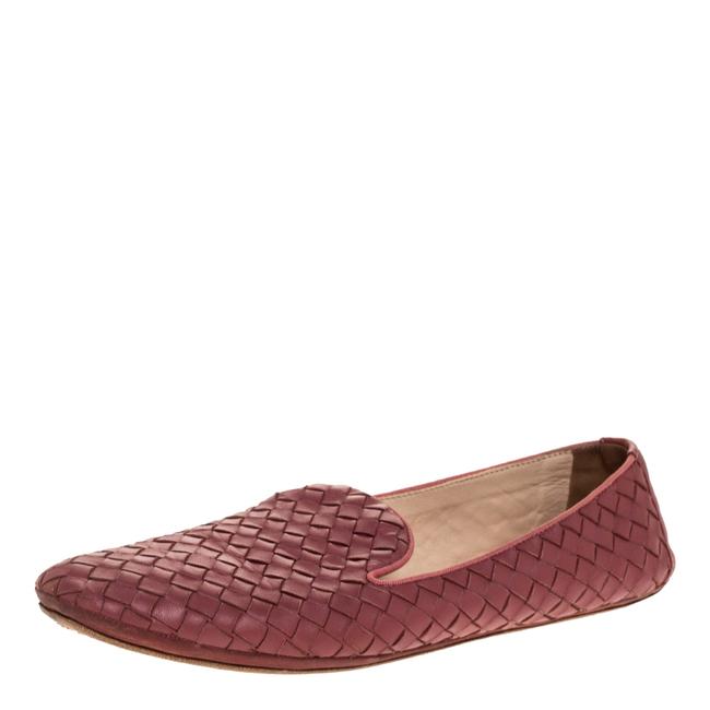 Bottega Veneta Dark Pink Intrecciato Leather Smoking Slippers39 Flats