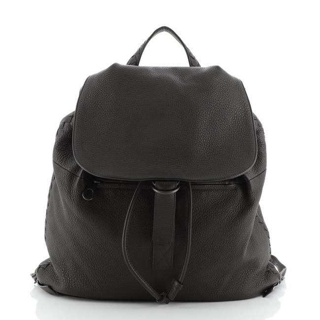 Bottega Veneta Drawstring Flap Large Brown Leather Backpack