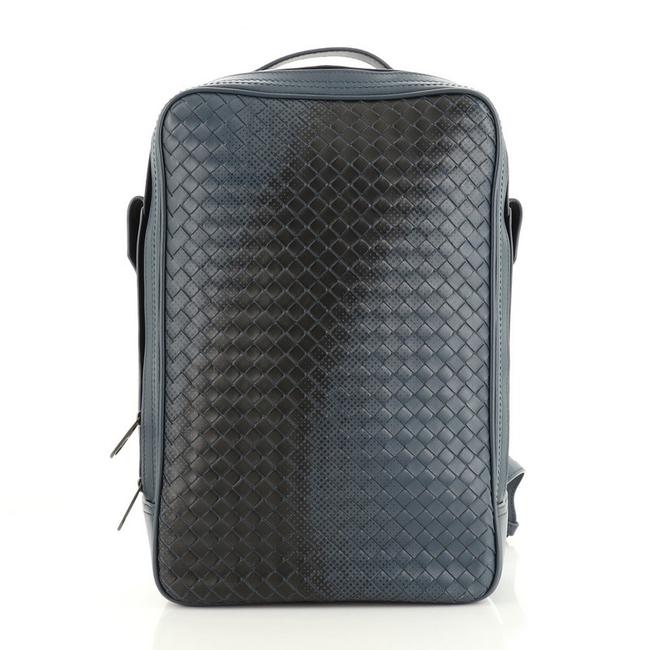 Bottega Veneta Galaxy Brick Intrecciato Nappa Black Blue Leather Backpack