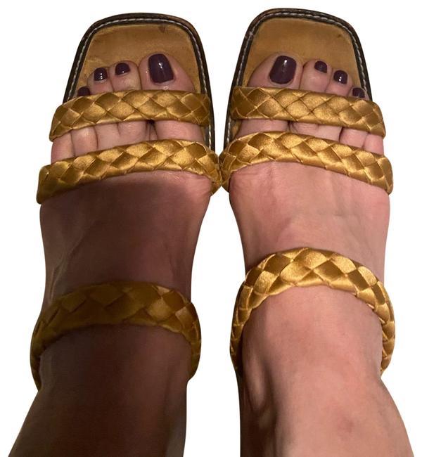 Bottega Veneta Gold Braided Sandals