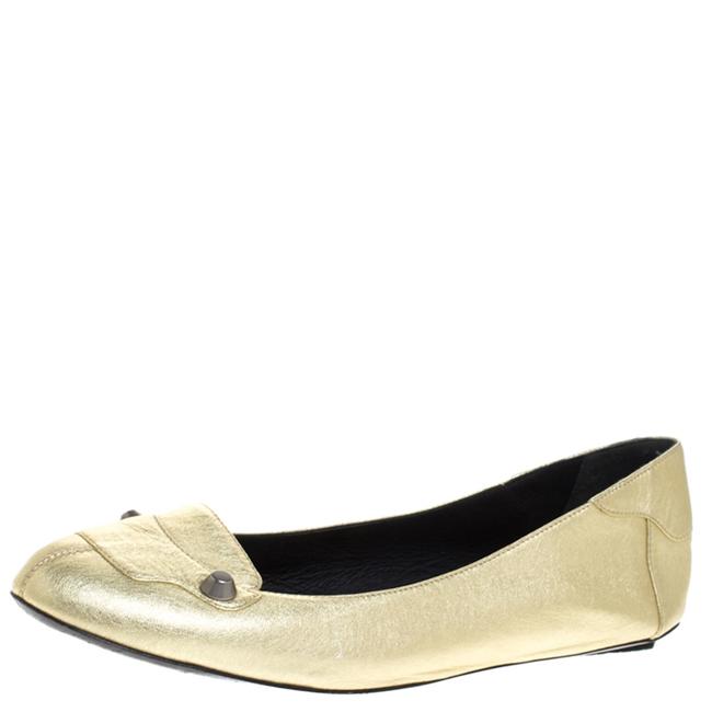 Bottega Veneta Gold Leather Studded Ballet385 Flats