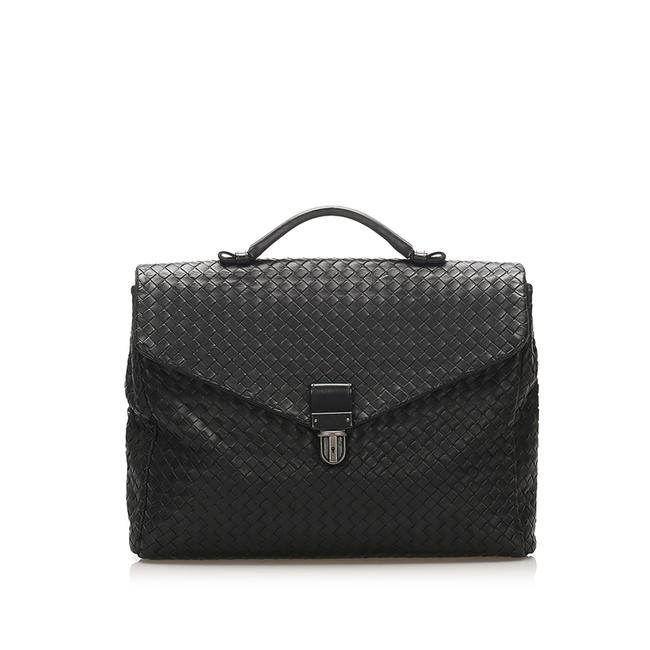 Bottega Veneta Intrecciato Business Black Leather Messenger Bag