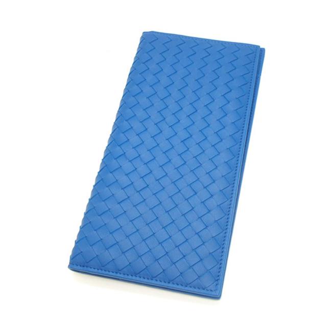 Bottega Veneta Intrecciato Travel Case Blue Leather Wristlet