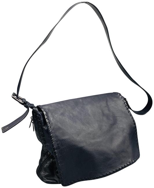 Bottega Veneta Large Black Leather Messenger Bag