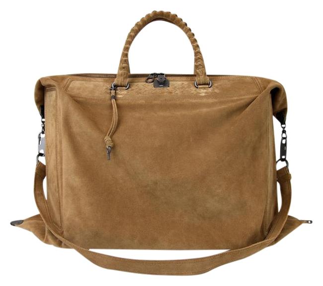 Bottega Veneta New Woven Detail 314961 2517 Brown Suede WeekendTravel Bag