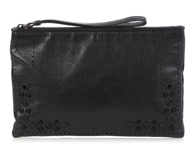 Bottega Veneta Perforated Zipped Black Leather Wristlet