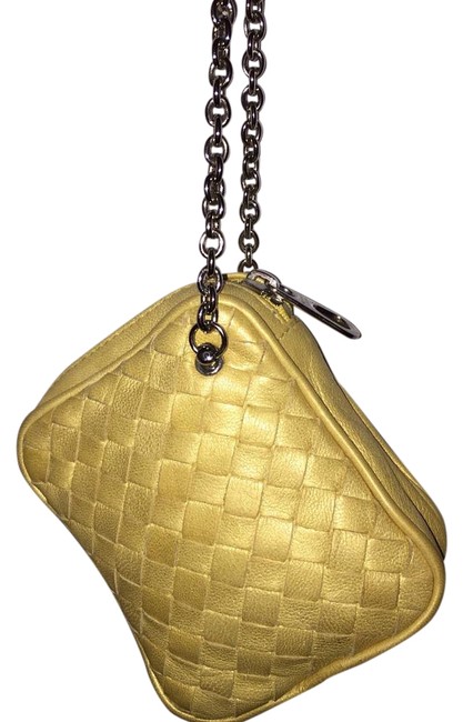 Bottega Veneta Pochette On Chain Golden Yellow Leather Wristlet