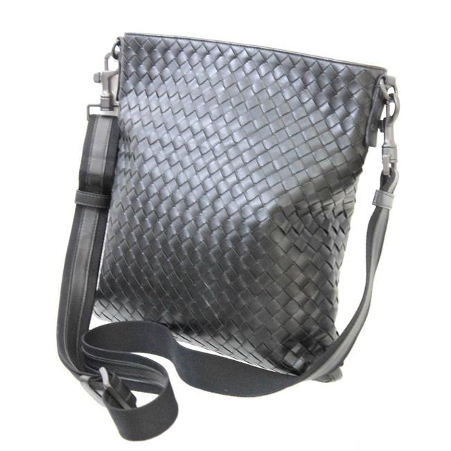 Bottega Veneta Shoulder Leather Black Intrecciato Messenger Bag