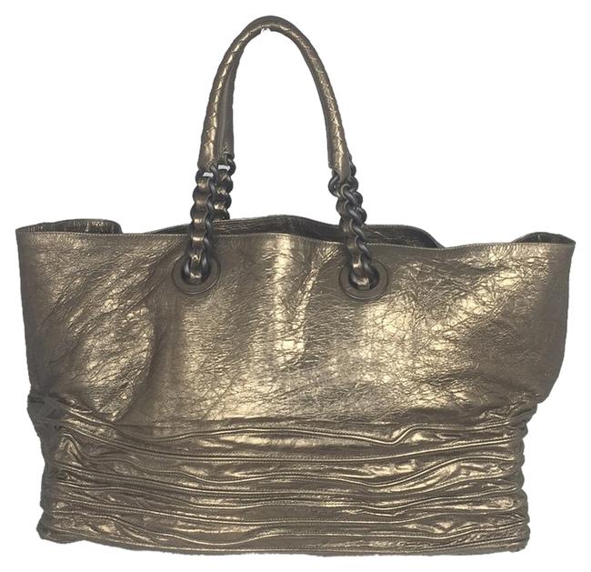 Bottega Veneta Silver Leather WeekendTravel Bag