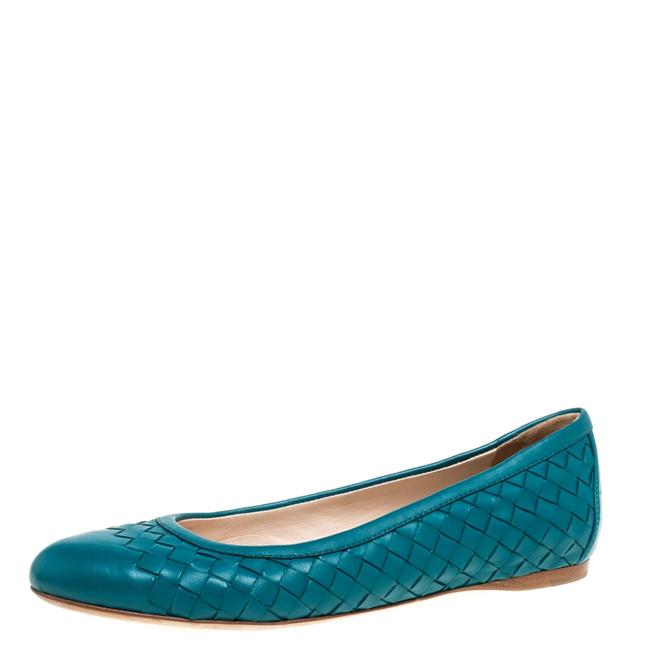 Bottega Veneta Teal Leather Ballet36 Flats